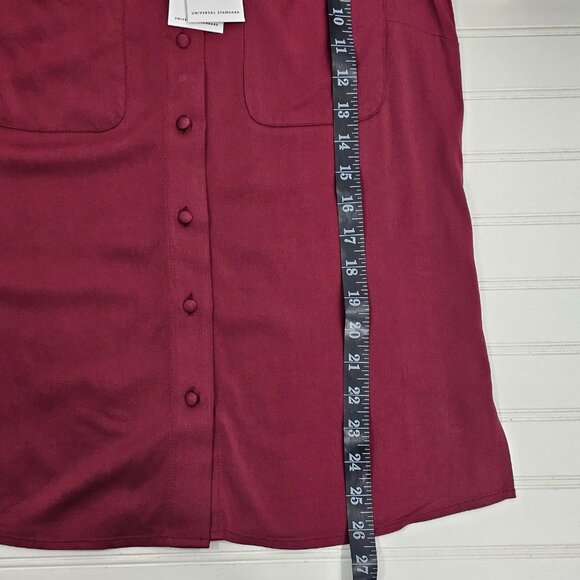 Universal Standard Wren Burgundy Eco Pocket Button Front Top Women's Size XS NWT - Picture 14 of 15